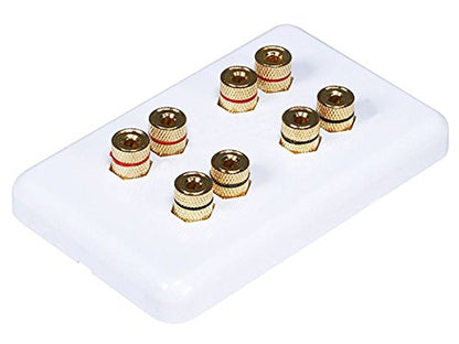 Monoprice 103642 Banana Binding Post Wall Plate for 4 Speaker White - size: 4 Speaker, style: 1-Piece