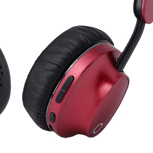 Wireless Headphones Over Ear, with Brushed Metal Design (Red) | Over The Ear Headset with Foldable, Stereo Breathing Light, 16H Playtime for Travel Home Office Cellphone PC - color: Red