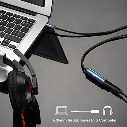 1/4 to 3.5mm Headphone Adapter 16 FT TRS 6.35mm Female to 3.5mm Male | 1/8 to 1/4 Stereo Audio Jack Adapter for Guitar Amplifier, Piano, Home Theater, Speaker, Phone, Laptop, Headphone - color: Blue, size: 16 FT