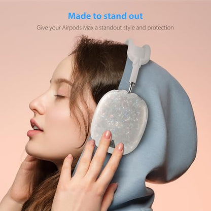 Case Cover for AirPods Max Headphone,Glitter Shell Pattern TPU Ear Cup Case,Silicone Ear Pad/Headband Protective Cover Accessories Compatible with Apple AirPods Max(2024/2020),Glitter Colourful Shell - color: Glitter Colourful Shell