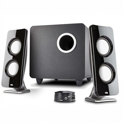 Cyber Acoustics CA-3610 2.1 Multimedia Speaker System with Subwoofer, Perfect Computer Speakers for PC or Mac, Great for Music, Movies, and Gaming | Powerful 2.1 PC Speaker System with Subwoofer, 62W Power, Desktop Control Pod, Adjustable Bass, for Music,