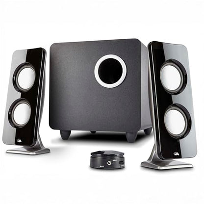 Cyber Acoustics CA-3610 2.1 Multimedia Speaker System with Subwoofer, Perfect Computer Speakers for PC or Mac, Great for Music, Movies, and Gaming | Powerful 2.1 PC Speaker System with Subwoofer, 62W Power, Desktop Control Pod, Adjustable Bass, for Music,