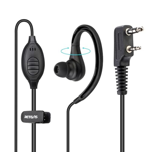 Retevis RT22 Walkie Talkie Earpiece, for RT68/RT21/H777/RT27/RT68H | 2 Pin, Compatible with Pxton, Baofeng BF-888S/BF-T26, Kenwood Two Way Radio, Walkie Talkie Earpiece with Mic(2 Pack) - size: Standard size (Pack of 2)