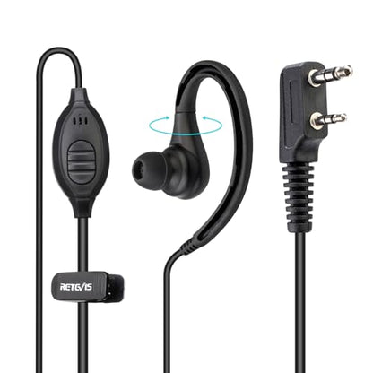 Retevis RT22 Walkie Talkie Earpiece, for RT68/RT21/H777/RT27/RT68H | 2 Pin, Compatible with Pxton, Baofeng BF-888S/BF-T26, Kenwood Two Way Radio, Walkie Talkie Earpiece with Mic(1 Pack) - size: Standard size