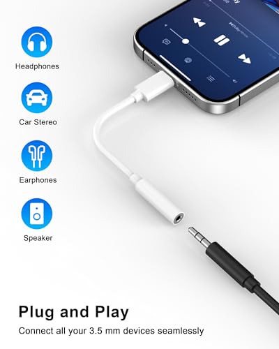 [Apple MFi Certified] 10 Pack Lightning to 3.5 mm Headphone Jack Adapter, iPhone Aux Adapter Converter Dongle Audio Cable Compatible with iPhone 14 13 12 11 X XS 8 7 | 3.5 MM Headphone Jack Adapter Converter Dongle Audio Cable for Apple iPhone 14 13 12 11
