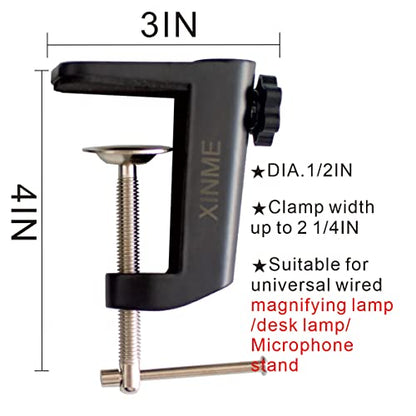 Replacement Aluminum Alloy Cantilever Bracket C-Clamp 1/2 Inch 1.2CM Hole Diameter(Adjustable Thumb Screws) And Non-Slip Mat For Mic Stand/Table Lamp Desk Clamp
