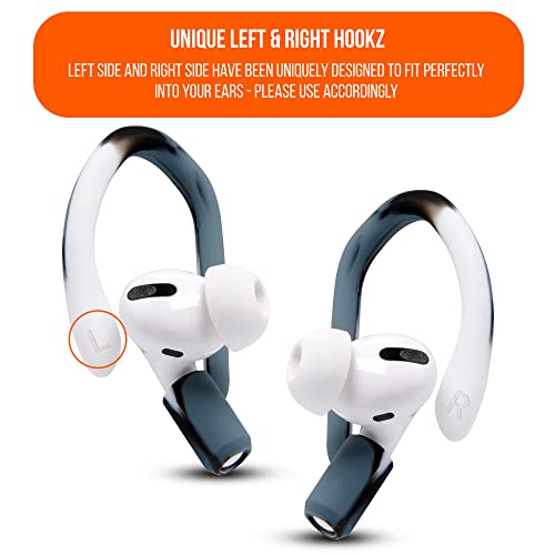WC HookZ - Patented Upgraded Over Ear Hooks for AirPods Pro 1, 2 & AirPods 1, 2 & 3- Two Size Pairs Included in Package, Unique Left & Right Hook, Made by Wicked Cushions | Mixed Marble - color: Marble