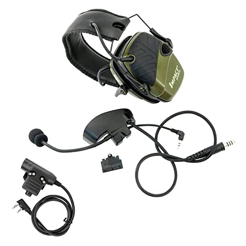 Microphone & PTT for Howard Leight Impact Sports Noise Cancelling Headphones Airsoft (Black) - color: Black