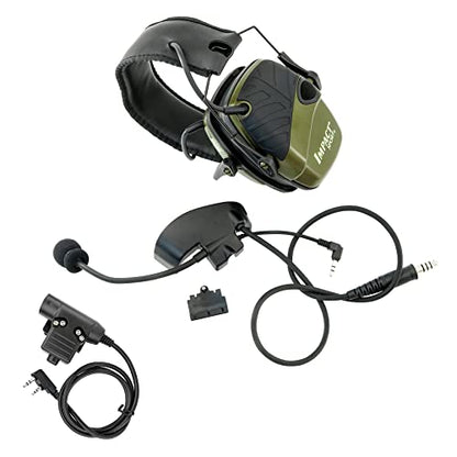 Microphone & PTT for Howard Leight Impact Sports Noise Cancelling Headphones Airsoft (Black) - color: Black