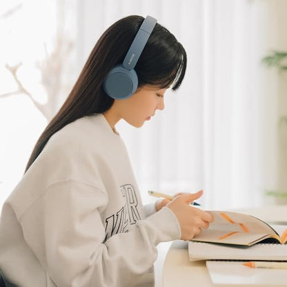 Sony WH-CH520 Best Wireless Bluetooth On-Ear Headphones with Microphone for Calls and Voice Control, Up to 50 Hours Battery Life with Quick Charge Function, Includes USB-C Charging Cable - Blue - color: Blue