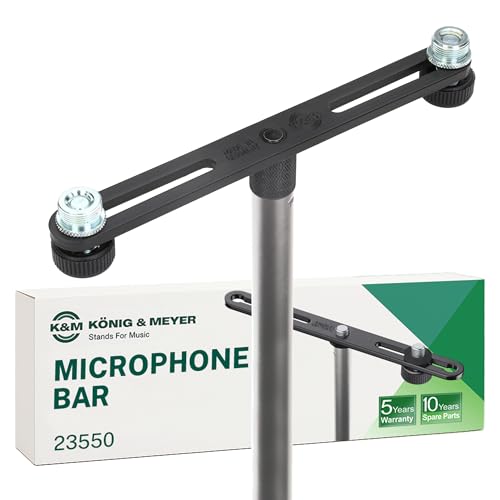 K&M König & Meyer 23550.500.55 Microphone Bar | Adjustable Positioning for Two Mics or Booms | 5/8“ Thread Stand Connector | Professional Choice Made in Germany Black - size: 23550.500.55