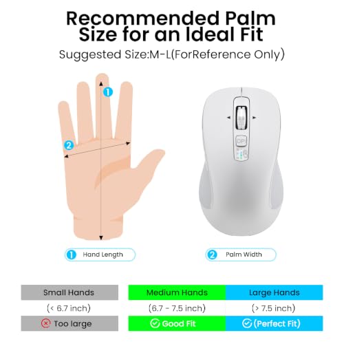 CITLLA Wireless Bluetooth Mouse (USB + BT1 + BT2), Full Size, 4-Way Scrolling, Multi-Device Silent Mouse for Computer, Laptop, iPad, MacBook (White) - color: White