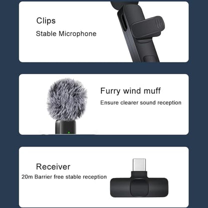 Professional Wireless Lavalier Microphone for iPhone, iPad, Android Phone, Mini Microphone, Wireless Lapel Mic for Video Recording, Interview Podcast Vlog YouTube Tiktok for Content Creators