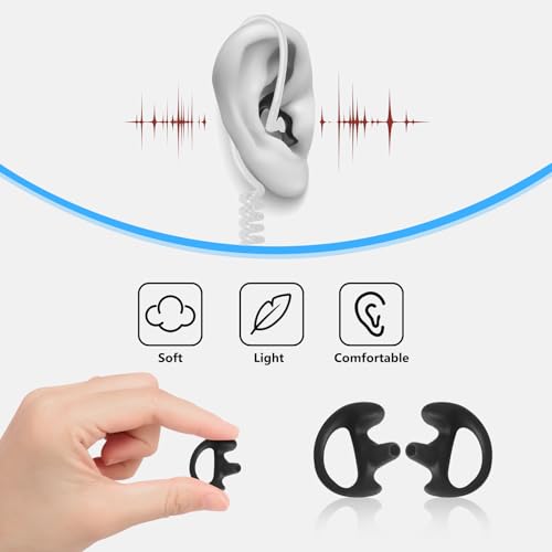 8-Pair Two Way Radio Ear Mold Replacement Soft, Pro-Grade Covert Surveillance Earbud, Silicon Earmold Earplug Compatible with Acoustic Coil Tube Earpiece(16pcs) Black - color: Black