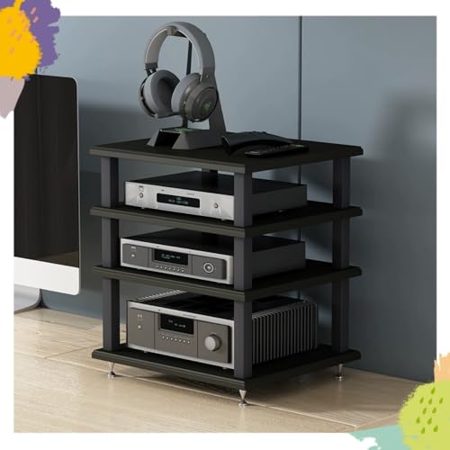 Desktop Audio Rack Stereo Cabinet 2 3 4 Tier AV Media Stand Desktop Amplifier Audio Rack for Home Theater，Office，Gaming Room(Black,4-Tier) - color: Black, size: 4-Tier