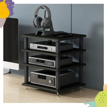 Desktop Audio Rack Stereo Cabinet 2 3 4 Tier AV Media Stand Desktop Amplifier Audio Rack for Home Theater，Office，Gaming Room(Black,4-Tier) - color: Black, size: 4-Tier