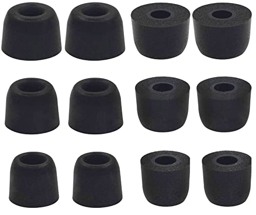 Earbud Memory Foam Tips Earbuds Replacement Tips Ear Tips Earbuds Foam Eartips Compatible with Sony Headphones, S/M/L 6 Pairs, Foam Black