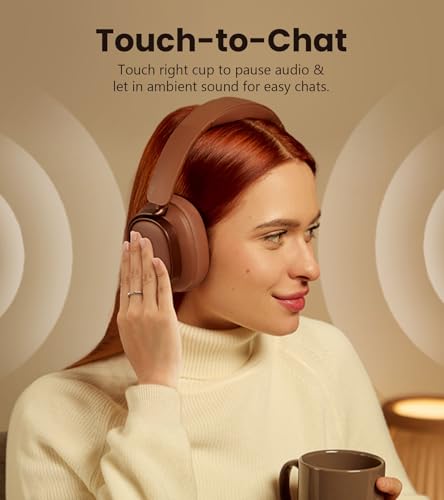 Edifier ES850NB Active Noise Cancelling Over-Ear Headphones, Ivory | 92H Playtime, Wired & Wireless Hi-Res Audio, Fast Charging, Clear Calls for Home Office Travel - color: Ivory