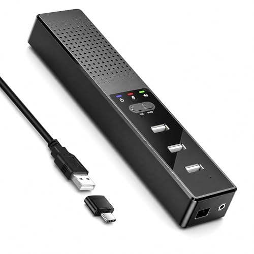 3 in 1 USB Computer Speaker with Microphone, PC Laptop Desktop Conference Speaker with Mic for Smart Home Office and Online Study,360 Degree Enhanced (Classic) - style: 9