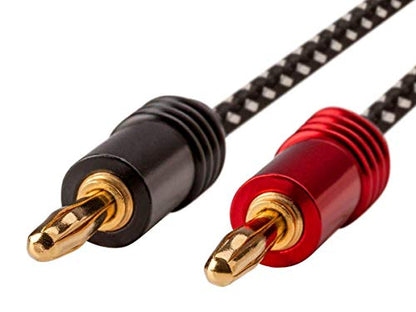 Monoprice Premium Braided Speaker Wire 14AWG - With Gold Plated Banana Plug Connectors - Affinity Series, 1 Pack, 10 Foot - size: 10 Feet, style: 1 Pack