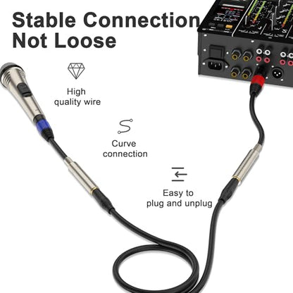 1/4“(6.35 mm) Female to XLR Male 3-Pin Socket Audio Cord, 1.1 Foot, 2 Packs, 6.35mm TRS/TS to XLR Male Adapter, High-Purity 4N OFC Conductors, for Audio Electronic Devices - size: 1.1 foot, style: 1/4 female to XLR male