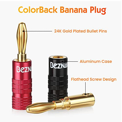 Banana Plugs with Dual Set Screws,Black and Red Aluminum Shell,6 Pairs