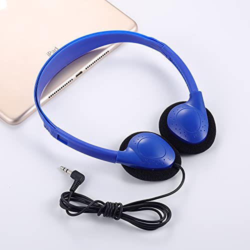 Classroom Headphones Bulk 12 Pack Class Set for School Students Kids and Adult -Sturdy Wired 3.5mm Plug (Blue, 12 Pack) - color: Blue, size: 12 Pack