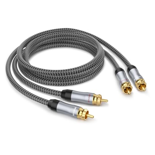 VANAUX Auidophile 2RCA Male to 2RCA Male Stereo Audio Cable, 75Ω OFC Subwoofer Cable,Digital Coaxial Cord for Home Theater, HDTV, Hi-Fi Systems(5ft/1.5m-2PACK) - size: 5ft/1.5m, style: Male to Male-2PACK