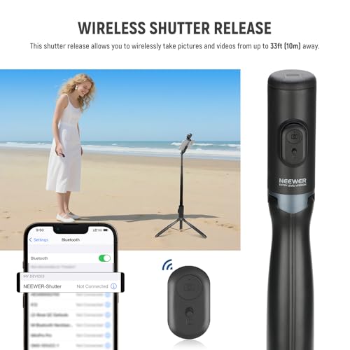 NEEWER Entry Level Version Selfie Stick Tripod with Light & Remote Compatible with iPhone Samsung Android, 67" Extendable Portable Travel Cell Phone Holder Stand for Video Recording Filming, PA987