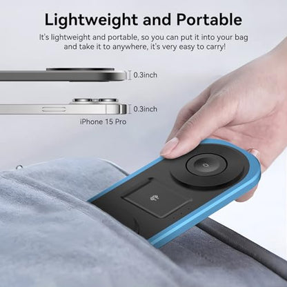3 in 1 Fast Wireless Charger Stand for iPhone, Foldable Travel Charging Station for Magsafe for iPhone 17/Air/16/15/14/13/12 Series, Apple Watch Series, AirPods pro/2/3/4, 2025 Christ mas Gifts (Blue) - color: Blue