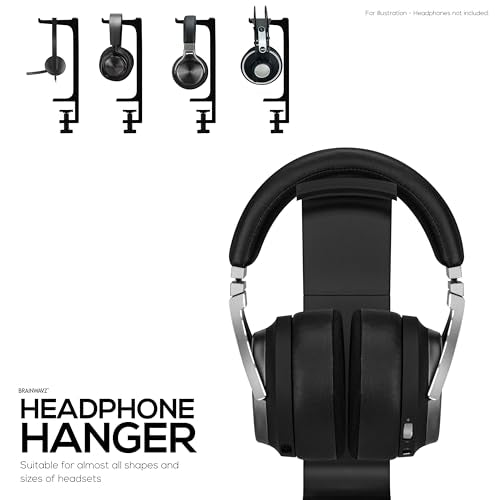 BRAINWAVZ The Dillard - Side Desk Headphone Stand, Suitable for All Headsets, Clamps to Table, Save Space & Store Your Headphones Safely