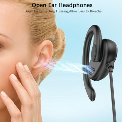 Open Ear Headphone 3.5mm Earbuds for Chormebook Laptop Computer,Over On Ear | Buds for Samsung A15 for Moto G Stylus,3.5 Jack Desktop PC Headset with Mic Adjustable Hook,Travel Airplane Wired Earphones