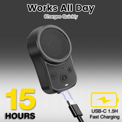 Mini Bluetooth Speaker, Clip-On Portable Speaker with Built-in Mics Hands-Free Music and Calls for Hiking/Biking, Waterproof Adjustable Volume Wearable Bluetooth Speaker, Gifts for Women/Men - color: Classic Black