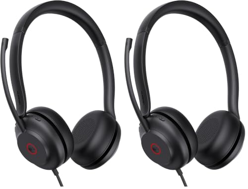 Yealink UH35 Wired Headset,USB-A,AI Noise Canceling Mic,Call Control,On-Ear (Pack of 2) - color: USB-A (Teams), size: Dual-Ear (Pack of 2)