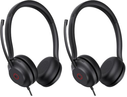 Yealink UH35 Wired Headset,USB-A,AI Noise Canceling Mic,Call Control,On-Ear (Pack of 2) - color: USB-A (Teams), size: Dual-Ear (Pack of 2)