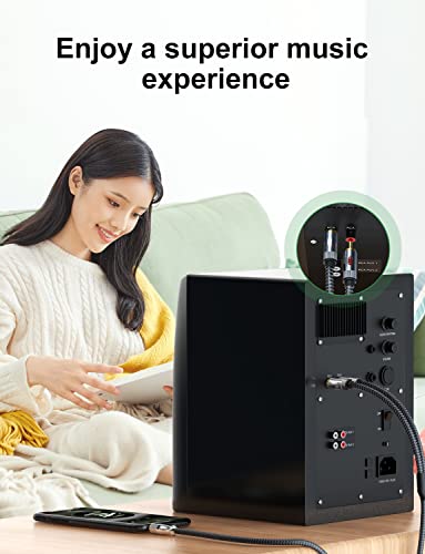 EMK 3.5mm to RCA Stereo Audio Cable - Gold Plated, Aux Male to 2RCA Male, 3ft/1M, Compatible with Smartphones, MP4, Tablets, Speakers, Home Theater, HDTV - color: 3.5mm Male to 2 RCA Male Silver, size: 3 Ft/1M, style: 3.5mm to 2RCA