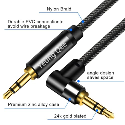 3.5mm Aux Cable 1.5 ft, 3.5mm Nylon Braided Male to Male Stereo Audio Cable Audio Auxiliary Input Adapter for Headphones, Car, Home Stereos, Speaker (1.5ft/0.5M) - size: 1.5 ft (0.5 m)