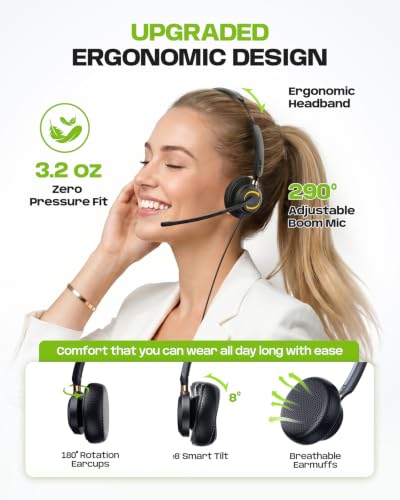 Acer USB Headset with Microphone, Clear Sound Quality for Call ＆ Meetings, Wired Computer Headset for PC Laptop, Single Ear Headset for Office, Work, Teams and Call Center Use - USB-A/C & 3.5mm | Clear Sound Quality for Call ＆ Meetings, Work Headset for O