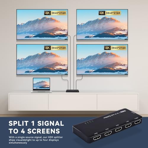 Xiwai HDMI 2.0 Splitter 4K 60hz Converter Ultra-HD Switch 1-IN-4-OUT 18Gbps UHD Hub Support HDCP SST Extended - style: HDMI Switch 2.0 (1 to 4 )with Cable