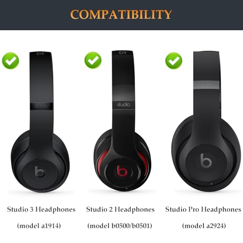 Beat Studio 3 Headband and Hinge Same as the OEM Arch Band + Hinges Parts Replacement for Beats by Dre Studio3/A1914, Studio2 Wired/Wireless (B0500/B0501), Studio Pro/A2924 Headphones (Black) - color: Black