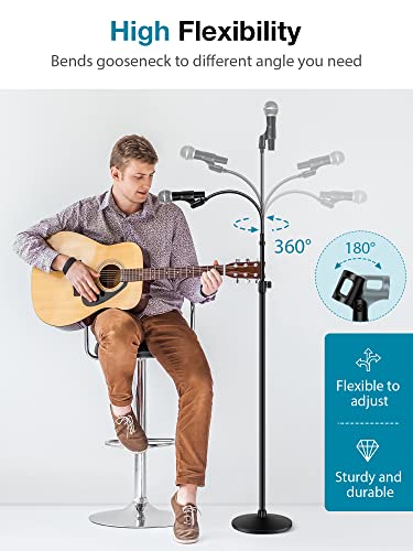 InnoGear Microphone Stand Floor 32" to 70" Gooseneck Mic Stand for Singing | Max Height 70", Stable Base, Flexible Angle, Easy to Transport, Adjustable Gooseneck, Fit Blue Yeti, For Sitting or Standing