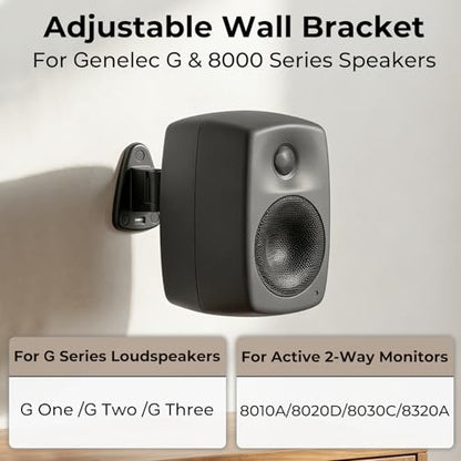 Adjustable Speaker Mount for Genelec G1/G2/G3/8010A/8020D/8030C/8320A Speaker Wall Mount - Metal Speaker Bracket for Genelec Studio Monitor Mount, Easy to Install with Includes Screw Hardware, 1 Pack