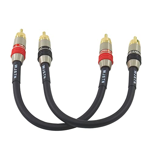 WJSTN RCA to RCA Audio Cable Subwoofer Cable, Digital Coaxial Audio Cable RCA Male to RCA Male Dual Shielded Wire -Black 2pack (6in)