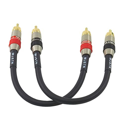 WJSTN RCA to RCA Audio Cable Subwoofer Cable, Digital Coaxial Audio Cable RCA Male to RCA Male Dual Shielded Wire -Black 2pack (6in)