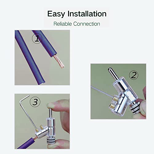 Viborg 4X Banana Plugs Rhodium Plated 45° Angled Screw Locking Speaker Connectors for Sound Systems - color: Rhoidum