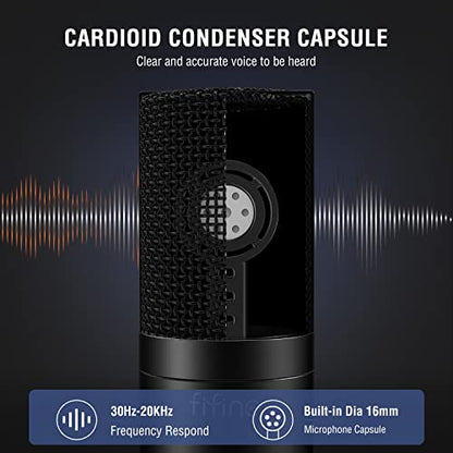 FIFINE K669C XLR Condenser Microphone for Recording, Podcast | Cardioid Studio Mic for Voice-Over, Streaming, Vocals, Compatible with Audio Mixer/Audio Interface