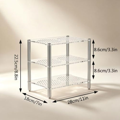Stereo Stand, 3-Tier Desktop Open Audio Rack | Metal Frame, Cut-out Acrylic Shelf, Heat Dissipation Feature for Office Living Room
