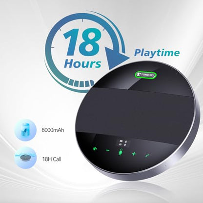 TONGVEO 2-in-1 Conference Speaker and Microphone, Daisy Chain Wireless Bluetooth Speakerphone with 360° omnidirectional mics USB/Dongle/Bluetooth Connection 18H Talk Time for 15-30 People Meeting - color: Black
