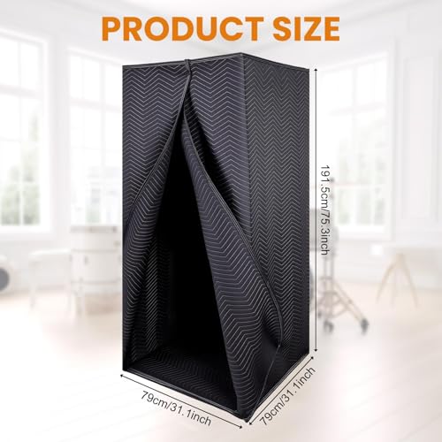 6.28 FT Portable Vocal Booth, Foldable Sound Isolation Recording Booth | Black Home Studio Booth with Carry Bag for Voiceovers, Podcasts, Music, Singing and Gaming