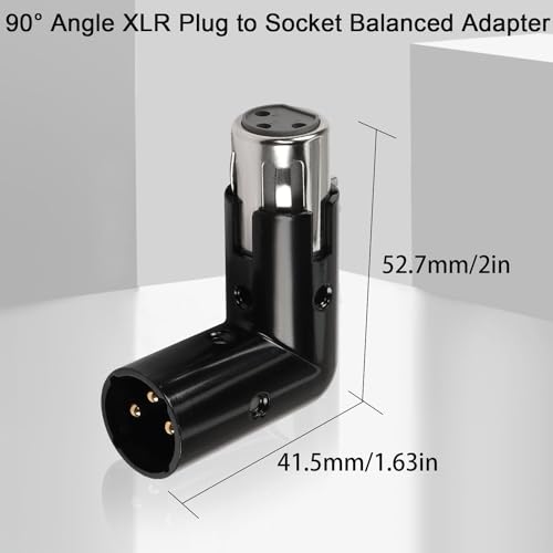 QIANRENON Adjustable 90 Right Angle XLR Audio Connector - 3Pin Male to Female, Extended Cabling for Tight Spaces